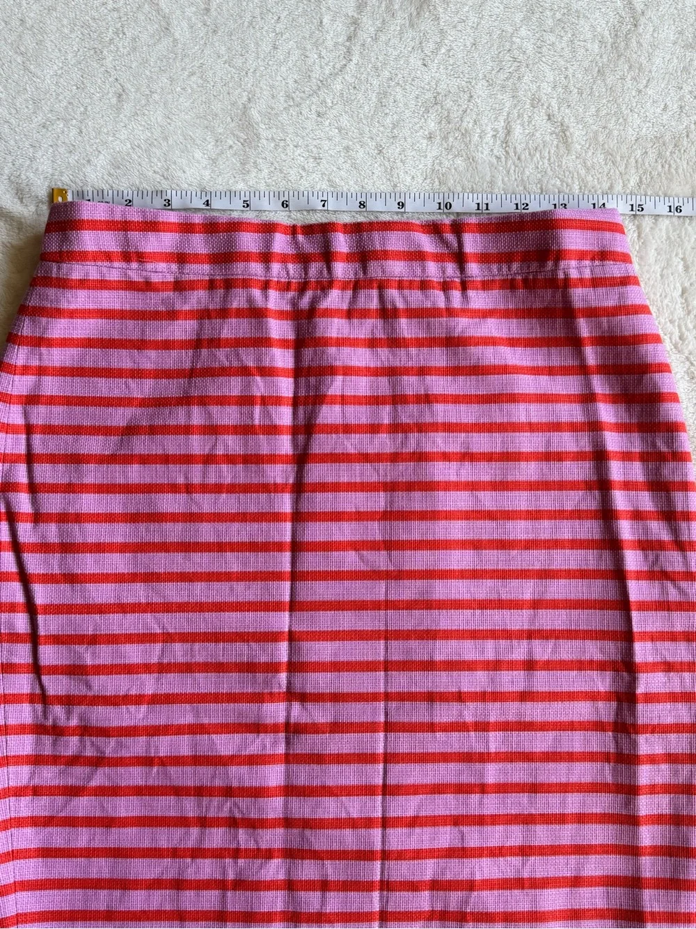 J.Crew Basketweave Pencil Skirt Pink Coral Stripe Cotton Size 2